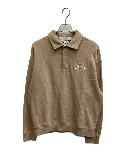 SATUR（セター）SATUR (セター) Rope Logo Loose Fit Collar Sweatshirt ブラウン サイズ:Sの古着・服飾アイテム