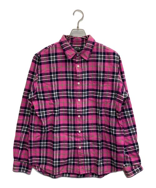 stussy（ステューシー）stussy (ステューシー) 00ｓチェックシャツ ピンク サイズ:Lの古着・服飾アイテム