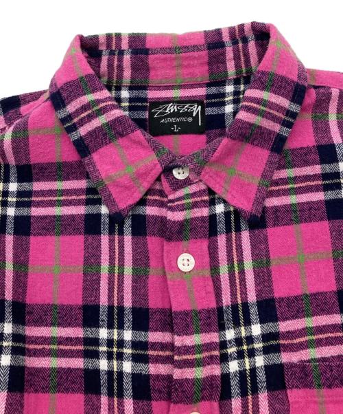 stussy（ステューシー）stussy (ステューシー) 00ｓチェックシャツ ピンク サイズ:Lの古着・服飾アイテム