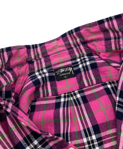 stussy（ステューシー）stussy (ステューシー) 00ｓチェックシャツ ピンク サイズ:Lの古着・服飾アイテム