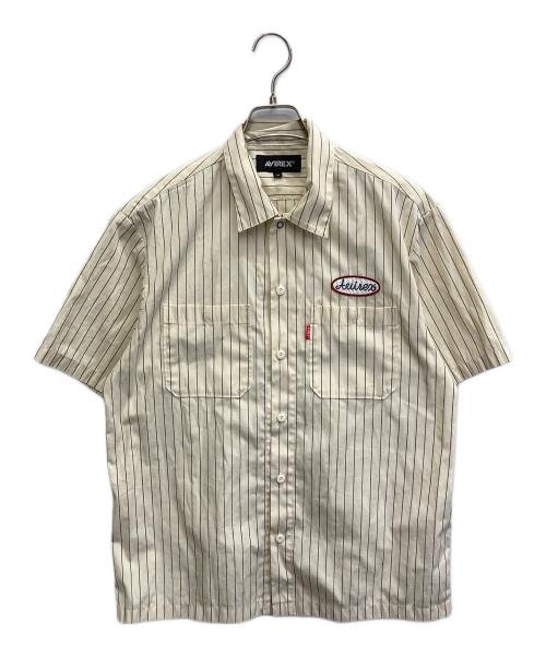 AVIREX（アヴィレックス）AVIREX (アヴィレックス) ストライプ半袖シャツ ベージュ サイズ:Mの古着・服飾アイテム