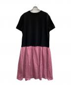 AURORAアウロラ）の古着「Mixed Material Docking Dress」｜ピンク