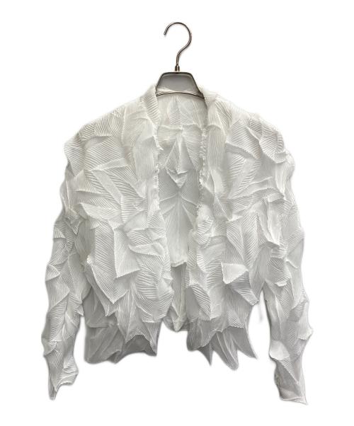 SPECCHIO（スペッチオ）SPECCHIO (スペッチオ) ランダムプリーツカーディガン ホワイト サイズ:Lの古着・服飾アイテム