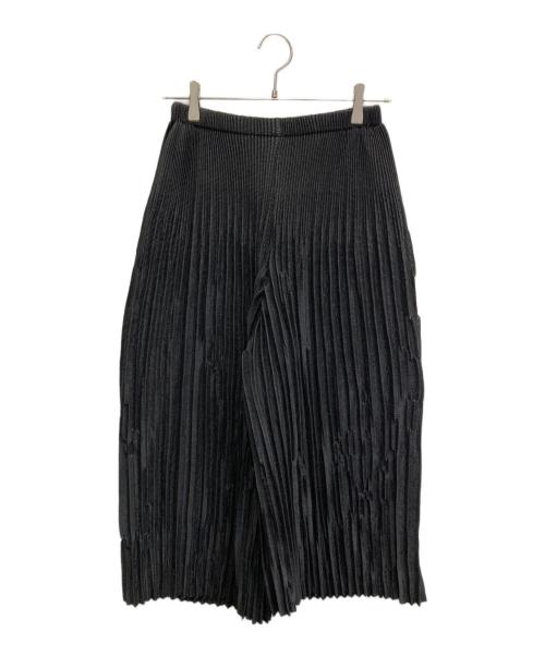 SPECCHIO（スペッチオ）SPECCHIO (スペッチオ) シャトルフェイドアウトプリーツ クロップドワイドパンツ ブラック サイズ:Lの古着・服飾アイテム