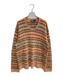 POLO RALPH LAUREN（ポロ・ラルフローレン）の古着「HAND KNIT コットンリネンニット」｜ブラウン