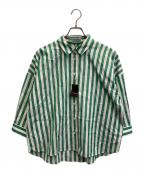 MACKINTOSH LONDONマッキントッシュ ロンドン）の古着「ストライプフラワージャカードブラウス」｜グリーン×ホワイト