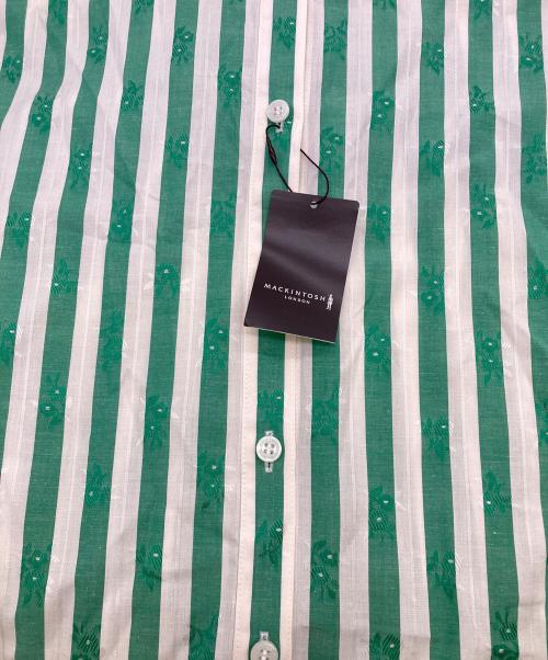 MACKINTOSH LONDON（マッキントッシュ ロンドン）MACKINTOSH LONDON (マッキントッシュ ロンドン) ストライプフラワージャカードブラウス グリーン×ホワイト サイズ:38の古着・服飾アイテム