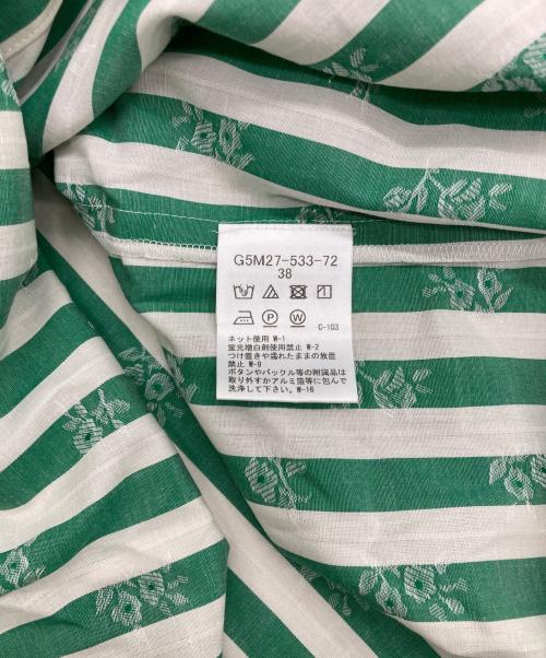 MACKINTOSH LONDON（マッキントッシュ ロンドン）MACKINTOSH LONDON (マッキントッシュ ロンドン) ストライプフラワージャカードブラウス グリーン×ホワイト サイズ:38の古着・服飾アイテム