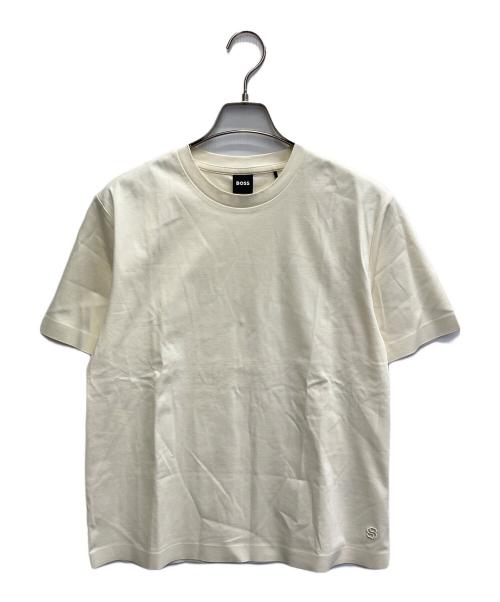 BOSS（ボス）BOSS (ボス) ロゴ刺繍Tシャツ ベージュ サイズ:Mの古着・服飾アイテム