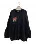 DAIRIKU（ダイリク）の古着「Flower Cross Embroidery Border Knit」｜ブラック
