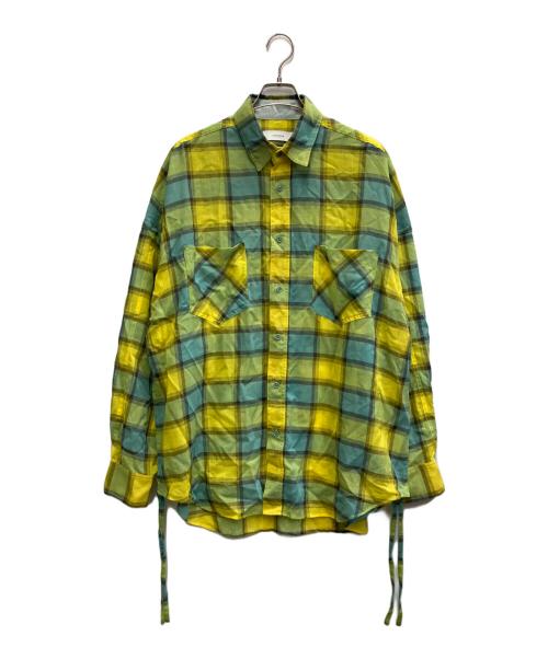 FACETASM（ファセッタズム）FACETASM (ファセッタズム) CHECK SLIT BIG SHIRT ブルー×イエロー サイズ:FREEの古着・服飾アイテム
