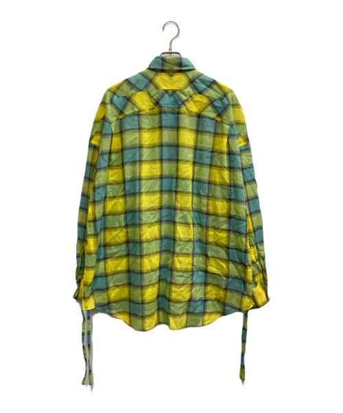 FACETASM（ファセッタズム）FACETASM (ファセッタズム) CHECK SLIT BIG SHIRT ブルー×イエロー サイズ:FREEの古着・服飾アイテム