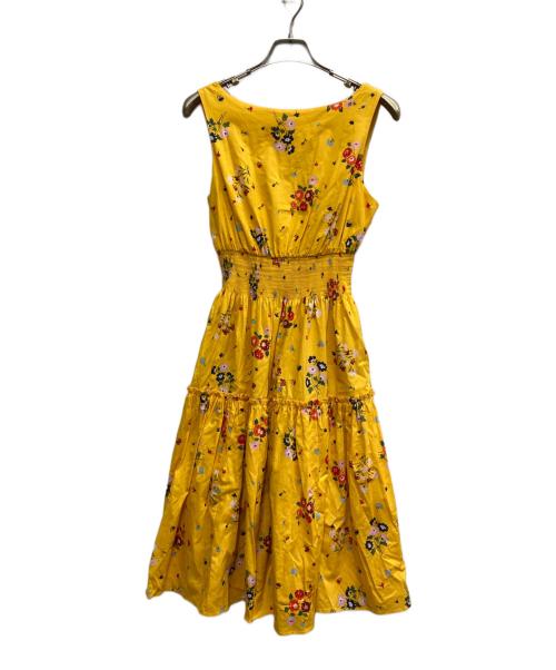 Kate Spade（ケイトスペード）Kate Spade (ケイトスペード) バックVネックフラワーワンピース オレンジ サイズ:Mの古着・服飾アイテム