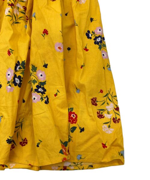 Kate Spade（ケイトスペード）Kate Spade (ケイトスペード) バックVネックフラワーワンピース オレンジ サイズ:Mの古着・服飾アイテム