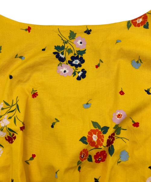 Kate Spade（ケイトスペード）Kate Spade (ケイトスペード) バックVネックフラワーワンピース オレンジ サイズ:Mの古着・服飾アイテム