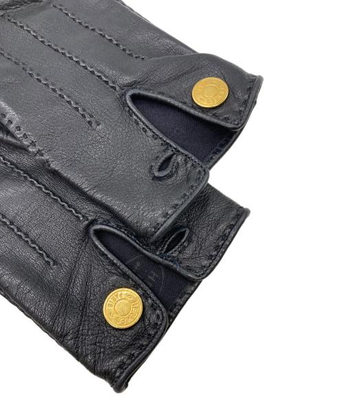 HERMES（エルメス）HERMES (エルメス) セリエボタンペッカリーレザーグローブ ブラック サイズ:9の古着・服飾アイテム