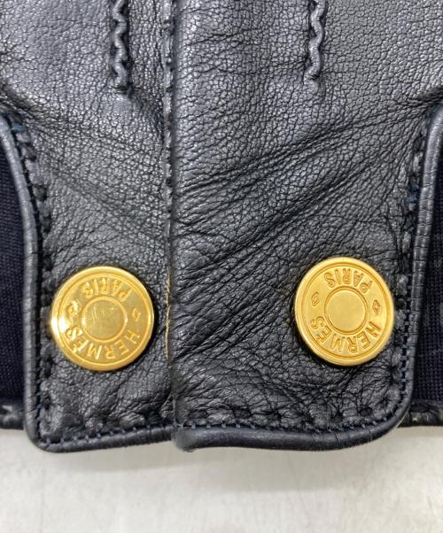 HERMES（エルメス）HERMES (エルメス) セリエボタンペッカリーレザーグローブ ブラック サイズ:9の古着・服飾アイテム