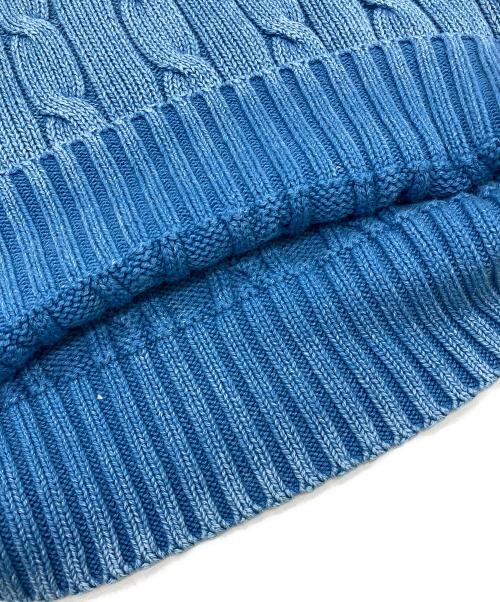 POLO RALPH LAUREN（ポロ・ラルフローレン）POLO RALPH LAUREN (ポロ・ラルフローレン) エルボーパッチ ケーブルニット コットン セーター スカイブルー サイズ:US/XS 未使用品の古着・服飾アイテム