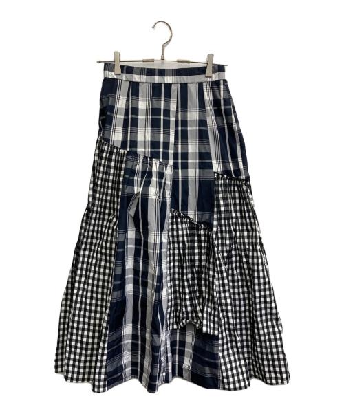 freada（フリーダ）Freada (フリーダ) パッチワークランダムスカート ネイビー×グレー サイズ:Sの古着・服飾アイテム