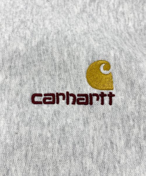 Carhartt WIP（カーハート ワーク イン プログレス）CARHARTT WIP (カーハート ワーク イン プログレス) HALF ZIP AMERICAN SCRIPT SWEATSHIRT グレー サイズ:XLの古着・服飾アイテム