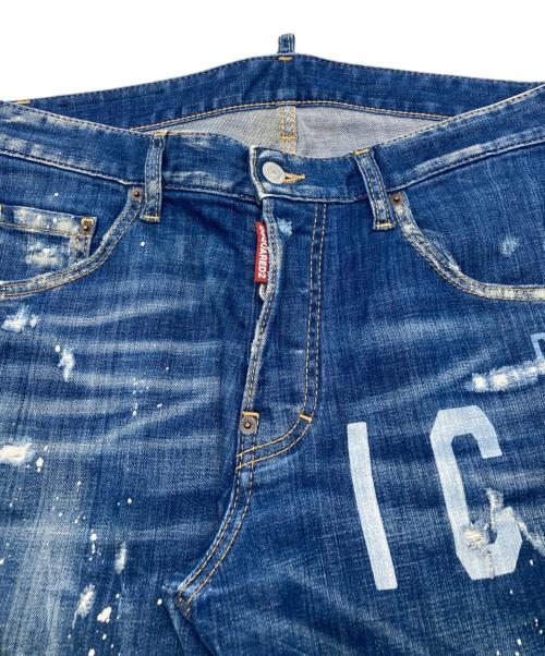 DSQUARED2（ディースクエアード）DSQUARED2 (ディースクエアード) ペイントダメージスキニーデニムパンツ インディゴ サイズ:46の古着・服飾アイテム