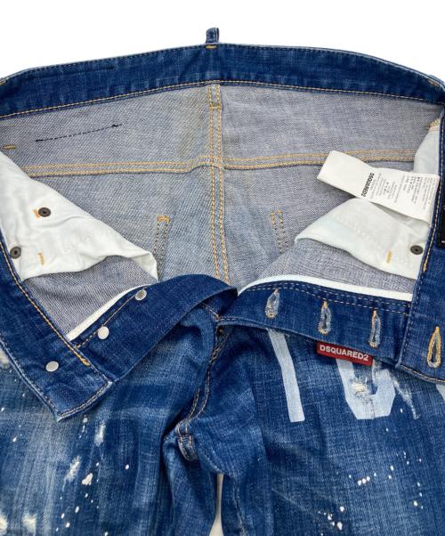 DSQUARED2（ディースクエアード）DSQUARED2 (ディースクエアード) ペイントダメージスキニーデニムパンツ インディゴ サイズ:46の古着・服飾アイテム