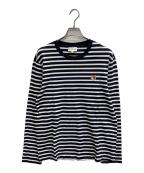 maison kitsuneメゾンキツネ）の古着「フォックスヘッド パッチ レギュラー マリン Tシャツ」｜ホワイト×ネイビー