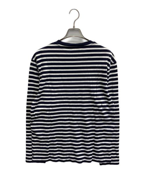 maison kitsune（メゾンキツネ）MAISON KITSUNE (メゾンキツネ) フォックスヘッド パッチ レギュラー マリン Tシャツ ホワイト×ネイビー サイズ:Mの古着・服飾アイテム