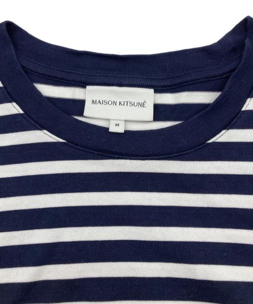 maison kitsune（メゾンキツネ）MAISON KITSUNE (メゾンキツネ) フォックスヘッド パッチ レギュラー マリン Tシャツ ホワイト×ネイビー サイズ:Mの古着・服飾アイテム