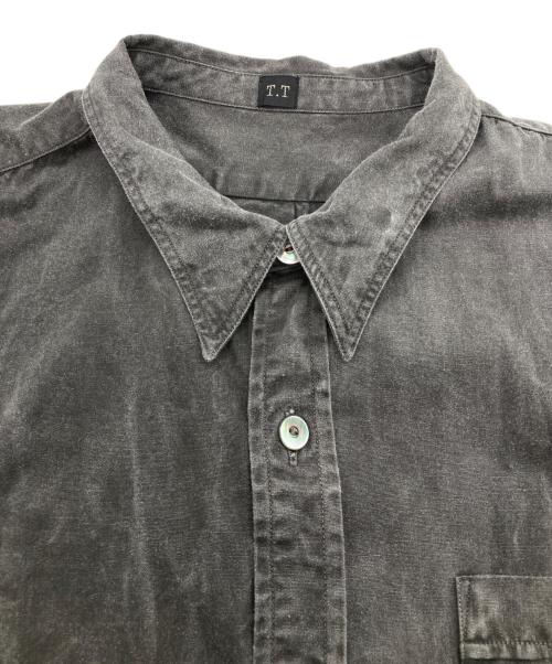 T.T（タイガ タカハシ）T.T (タイガ タカハシ) LOT.106 NARROW COLLAR SHIRT SUMI DYED BLACK サイズ:16の古着・服飾アイテム