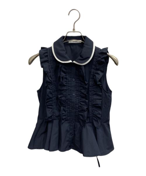 Snidel（スナイデル）Snidel (スナイデル) フリルペプラムブラウス ネイビー サイズ:1の古着・服飾アイテム
