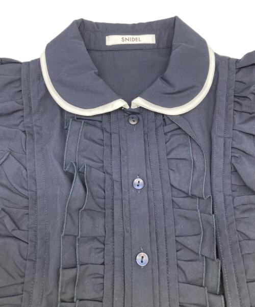 Snidel（スナイデル）Snidel (スナイデル) フリルペプラムブラウス ネイビー サイズ:1の古着・服飾アイテム