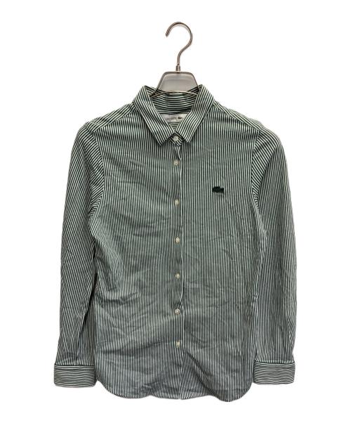 LACOSTE（ラコステ）LACOSTE (ラコステ) ストライプシャツ グリーン×ホワイト サイズ:SIZE36の古着・服飾アイテム