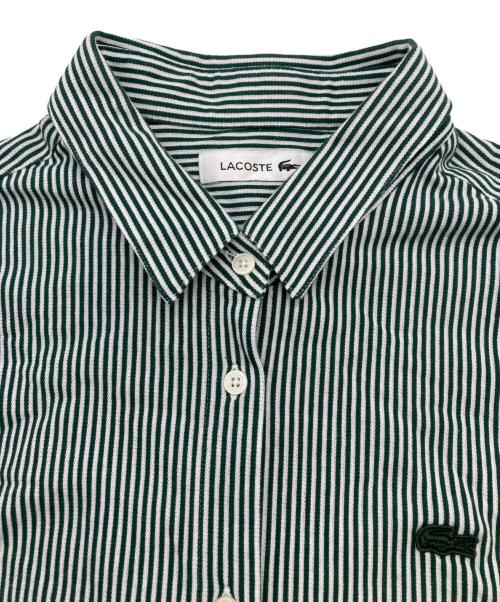 LACOSTE（ラコステ）LACOSTE (ラコステ) ストライプシャツ グリーン×ホワイト サイズ:SIZE36の古着・服飾アイテム