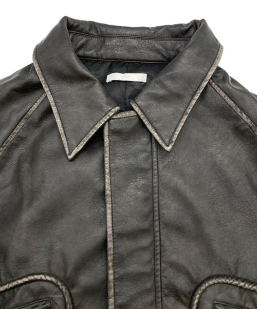 WYM LIDNM（ウィム バイ リドム）WYM LIDNM (ウィム バイ リドム) ARTIFICIAL GRAIN FLIGHT BLOUSON ブラウン サイズ:Lの古着・服飾アイテム