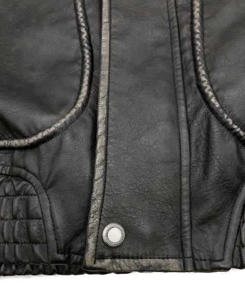 WYM LIDNM（ウィム バイ リドム）WYM LIDNM (ウィム バイ リドム) ARTIFICIAL GRAIN FLIGHT BLOUSON ブラウン サイズ:Lの古着・服飾アイテム
