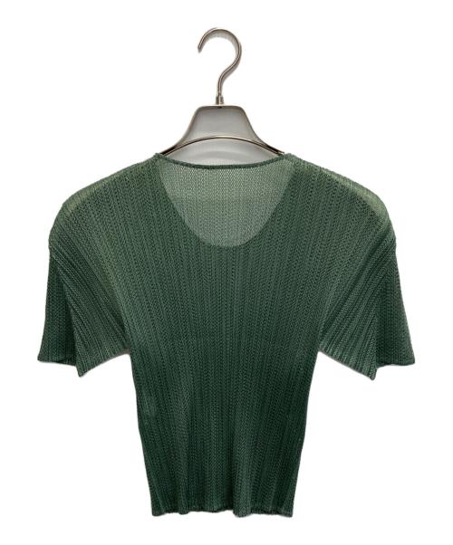 PLEATS PLEASE（プリーツプリーズ）PLEATS PLEASE (プリーツプリーズ) メッシュプリーツTシャツ グリーン サイズ:4の古着・服飾アイテム