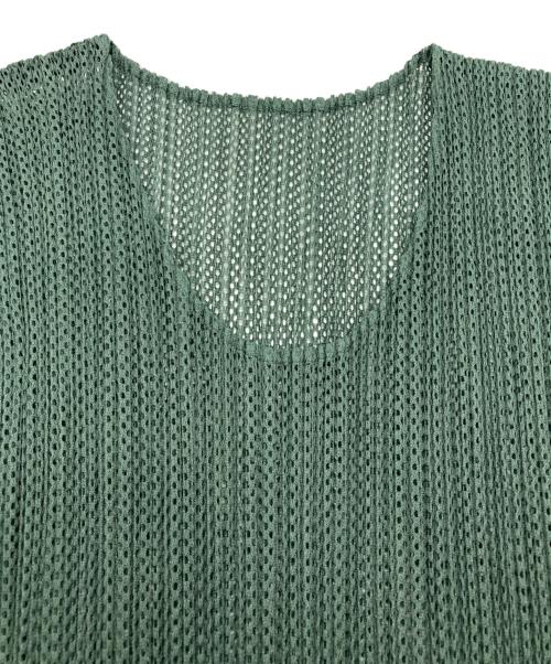 PLEATS PLEASE（プリーツプリーズ）PLEATS PLEASE (プリーツプリーズ) メッシュプリーツTシャツ グリーン サイズ:4の古着・服飾アイテム