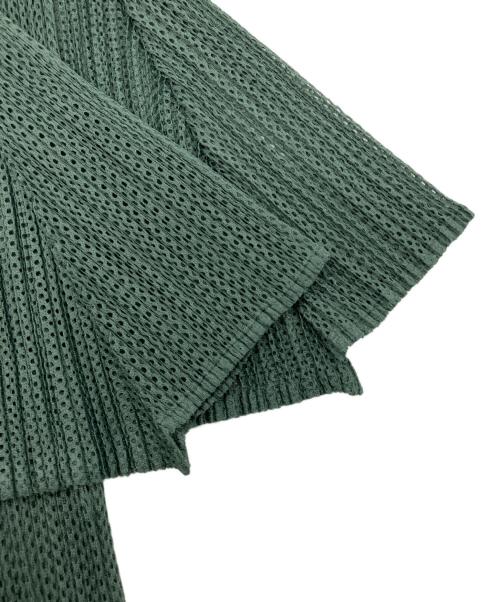 PLEATS PLEASE（プリーツプリーズ）PLEATS PLEASE (プリーツプリーズ) メッシュプリーツTシャツ グリーン サイズ:4の古着・服飾アイテム