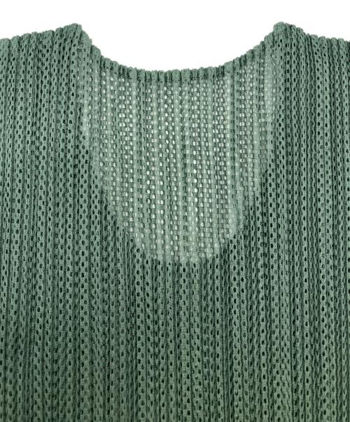 PLEATS PLEASE（プリーツプリーズ）PLEATS PLEASE (プリーツプリーズ) メッシュプリーツTシャツ グリーン サイズ:4の古着・服飾アイテム