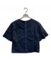 MUVEIL (ミュベール) Embellished Neck T-shirt 袖フリル宝石刺繍 ネイビー サイズ:36：7000円