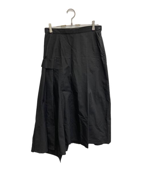 yohji yamamoto+noir（ヨウジヤマモトプリュスノアール）yohji yamamoto+Noir (ヨウジヤマモトプリュスノアール) タックフレアスカート ブラック サイズ:2の古着・服飾アイテム