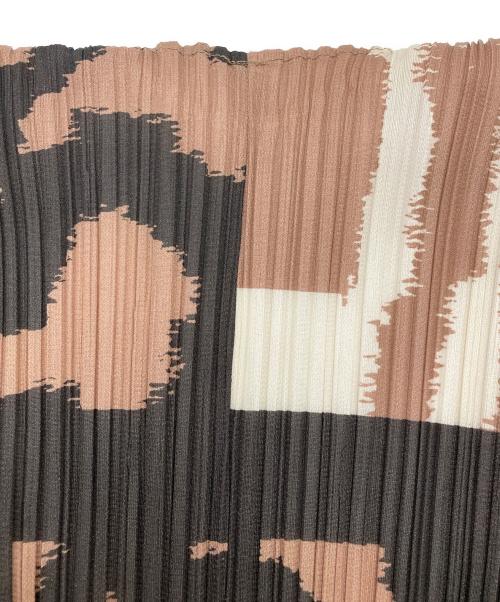 PLEATS PLEASE（プリーツプリーズ）PLEATS PLEASE (プリーツプリーズ) 総柄カーディガン ブラウン サイズ:3の古着・服飾アイテム