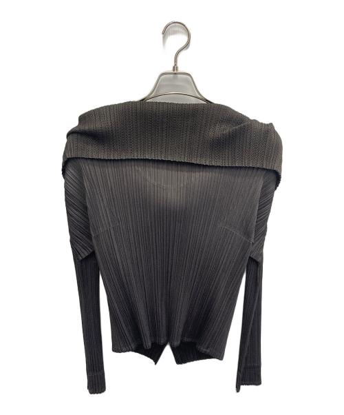 PLEATS PLEASE（プリーツプリーズ）PLEATS PLEASE (プリーツプリーズ) メッシュ レイヤード カーディガン グレー サイズ:3の古着・服飾アイテム