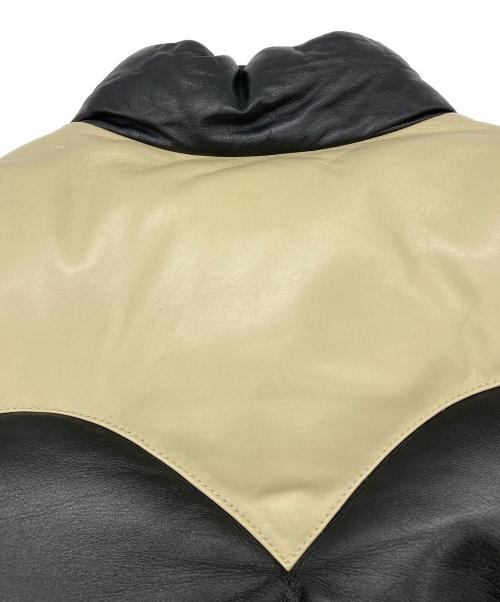 FREEDOM（フリーダム）freedom (フリーダム) レザーダウンジャケット ベージュ×ブラック サイズ:36の古着・服飾アイテム