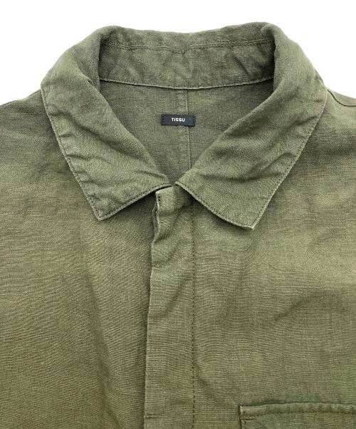 TISSU（ティシュ）TISSU (ティシュ) フレンチリネン半袖比翼オールインワン グリーン サイズ:Freeの古着・服飾アイテム