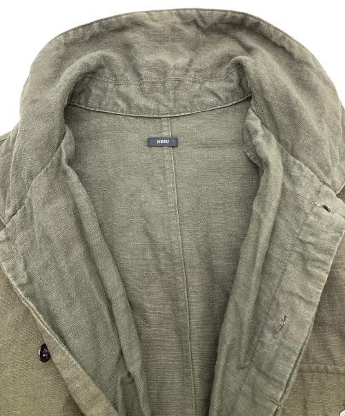 TISSU（ティシュ）TISSU (ティシュ) フレンチリネン半袖比翼オールインワン グリーン サイズ:Freeの古着・服飾アイテム