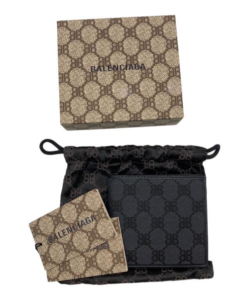 BALENCIAGA（バレンシアガ）BALENCIAGA (バレンシアガ) GUCCI (グッチ) 2つキャンバス折り財布　ザ ハッカープロジェクト ブラックの古着・服飾アイテム