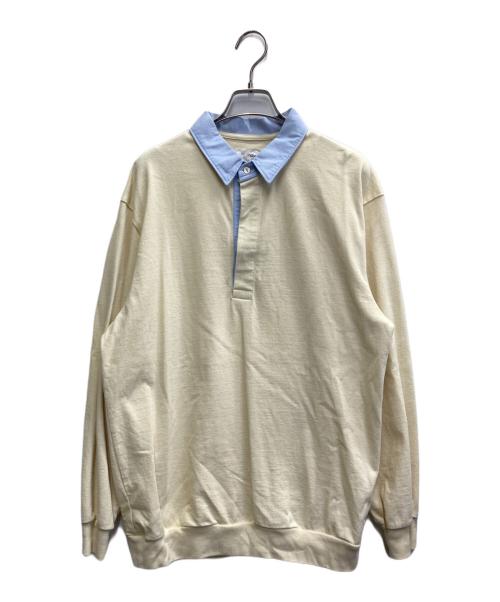 FOLL（フォル）FOLL (フォル) 26SS dry cotton rugby shirt ベージュ×ブルー サイズ:2の古着・服飾アイテム