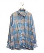 FOLLフォル）の古着「26SS summer modal check open collar shirt」｜ブルー